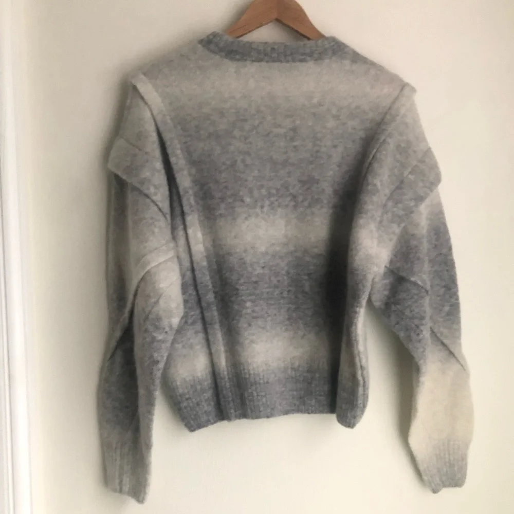 IRO Wool Alpaca Blend Valya Oversized Gray Ombre Pronounced Shoulder Sweater - Picture 10 of 10